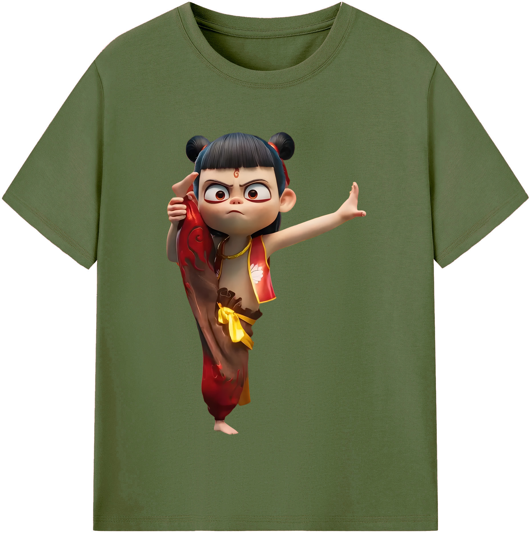 （画像用） Ne Zha 2 ナタ 魔童の大暴れ 綿100％半袖Tシャツ（フロントプリント）